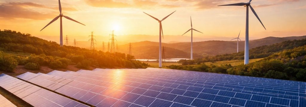 Parque de energías renovables en España que representa cómo funciona el mercado eléctrico y la formación del precio de la luz