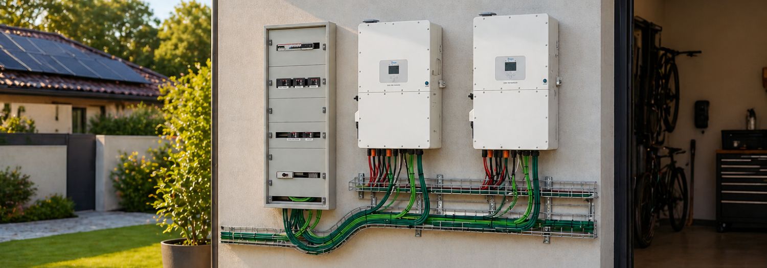 Instalación de inversores solares en vivienda con sistema fotovoltaico y paneles solares para autoconsumo